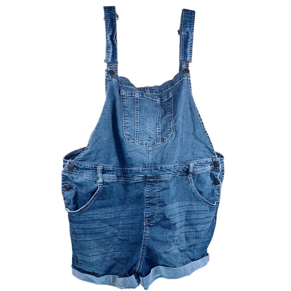 WallFlower Denim Shortalls Women's Size 2X Blue Jean Overalls Adjustable Straps - Picture 4 of 8